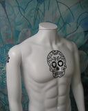 Miete Schaufensterpuppe männlich weiss abstrakt mit Totenkopf (Deckel weiss) (1 Ex.)